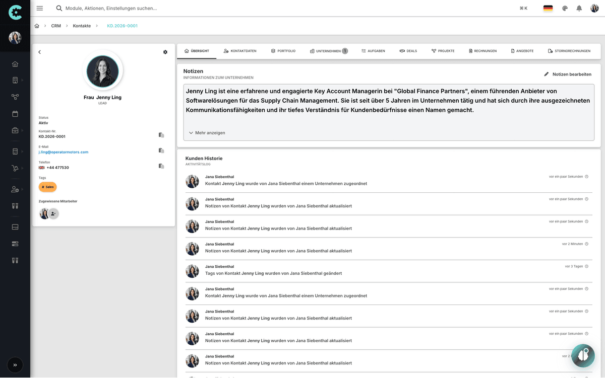 CRM Kontaktübersicht