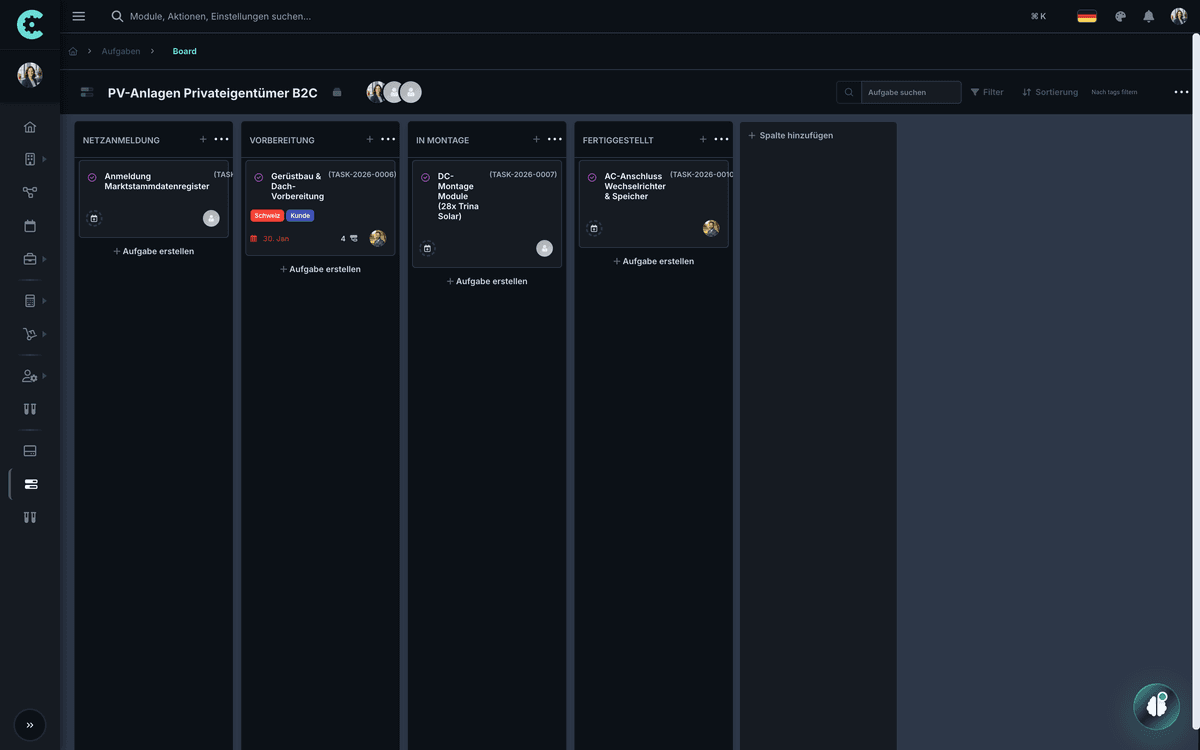 Tablero del gestor de tareas